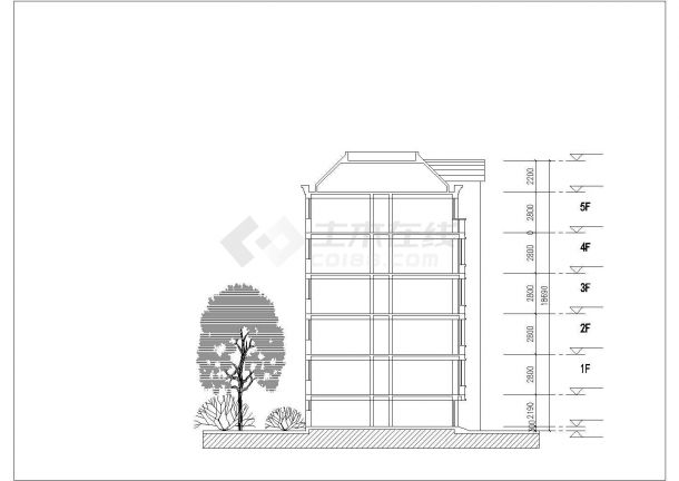 长沙市某小区6层砖混住宅楼建筑设计CAD图纸（含阁楼车库/每层410平米）-图二