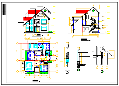某别墅结构建筑CAD设计方案图纸-图二