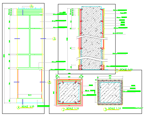 某石材不锈钢玻璃柱子CAD设计节点图