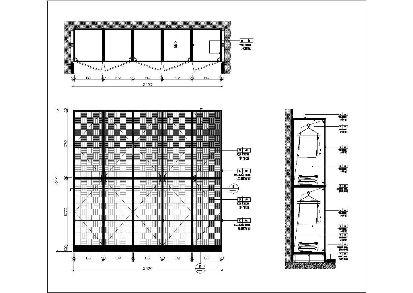 某衣柜CAD平立剖施工大样