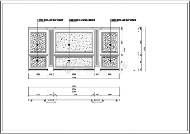 某整木墙板背景墙CAD室内装修设计立面图-图二