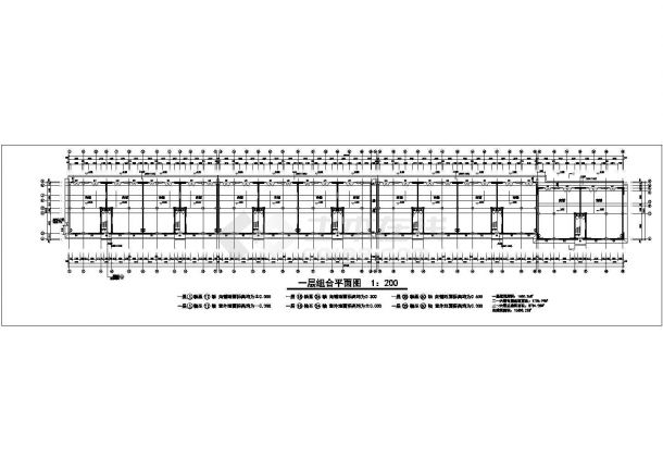 湖州名邸花园小区6层砖混结构组合住宅楼建筑设计CAD图纸（1层为车库）-图二
