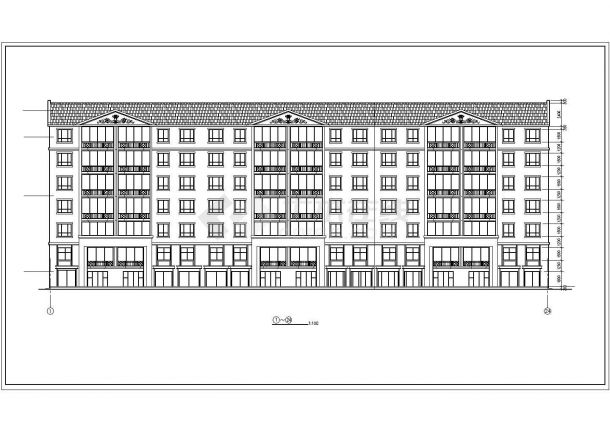 咸阳市某小区6层砖混结构住宅楼建筑设计CAD图纸（含坡屋顶和半地下室）-图一
