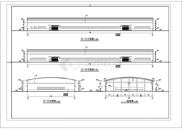 长96米 宽36米 单层工业厂房车间建筑设计施工图-图二