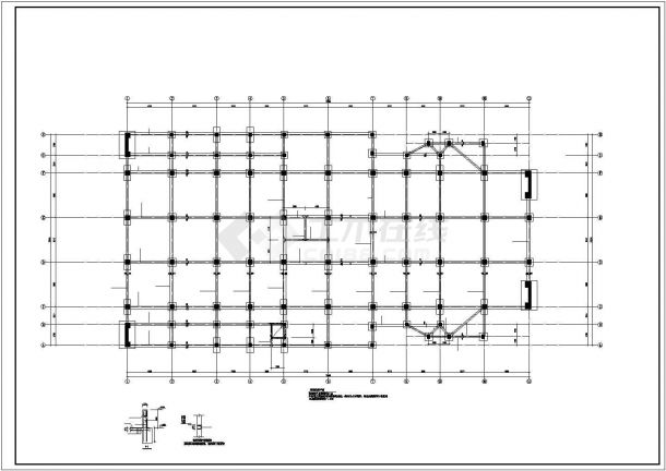 某地区报告厅建筑结构设计施工CAD图纸-图二