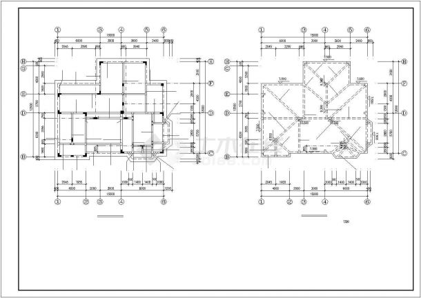 某地区中式别墅建筑结构设计施工CAD图纸-图二