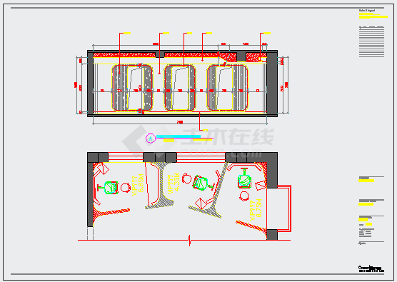 某理发造型店CAD设计施工图二层立面-图一