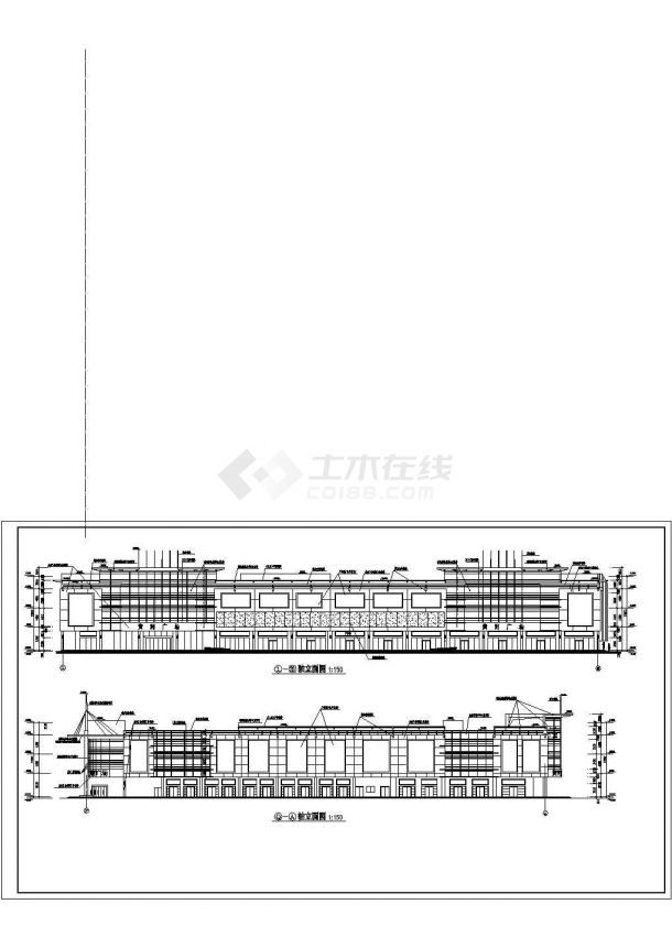 某长126.1米宽108.1米三层超级市场CAD建筑设计 含大样图-图一