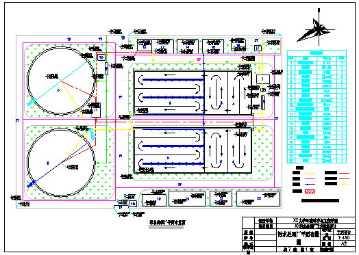 某县生活污水处理工艺CAD设计图纸平面图_图1