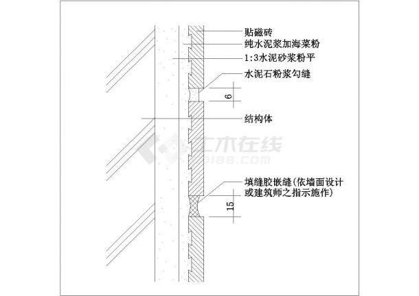 某外墙磁砖CAD详细平面大样-图一