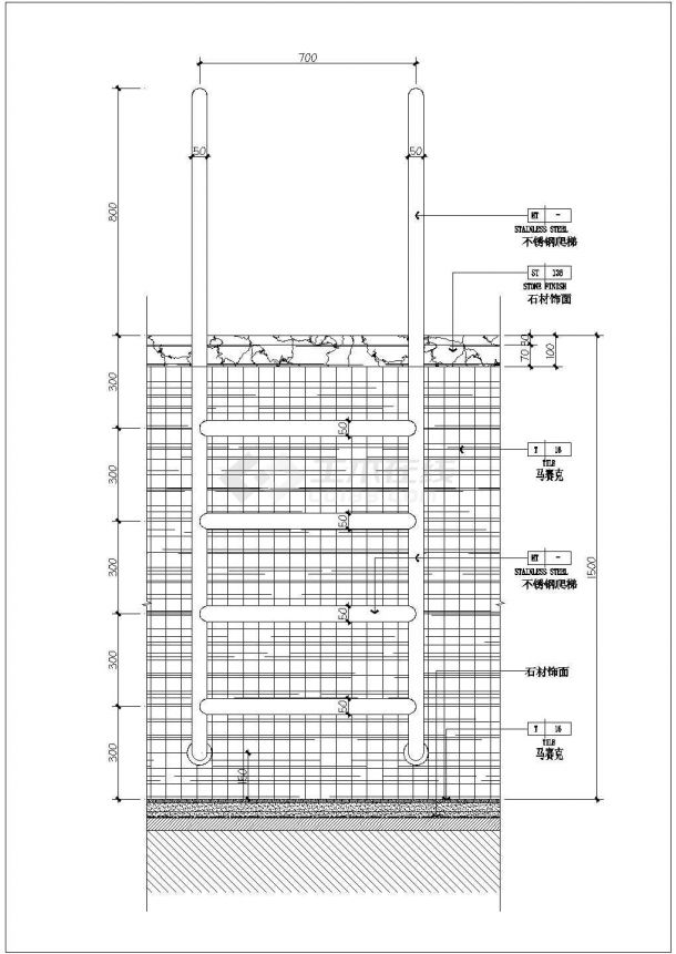 某游泳池扶手CAD全套构造施工设计-图一