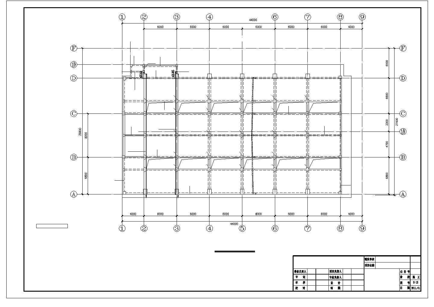 某地区二层体育馆预应力梁混凝土结构设计施工CAD图纸