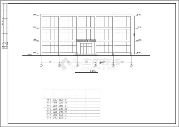 某地区饭店框架结构建筑设计施工CAD图纸-图一