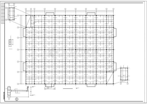 某地区两层框架钢屋面厂房建筑设计施工CAD图纸-图一