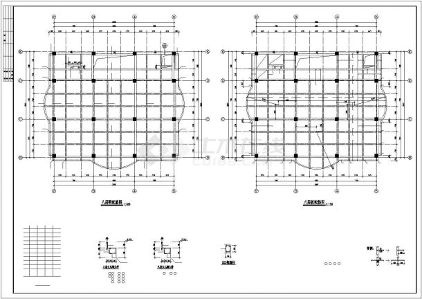 某框架结构行政办公楼建筑设计施工CAD图纸-图二