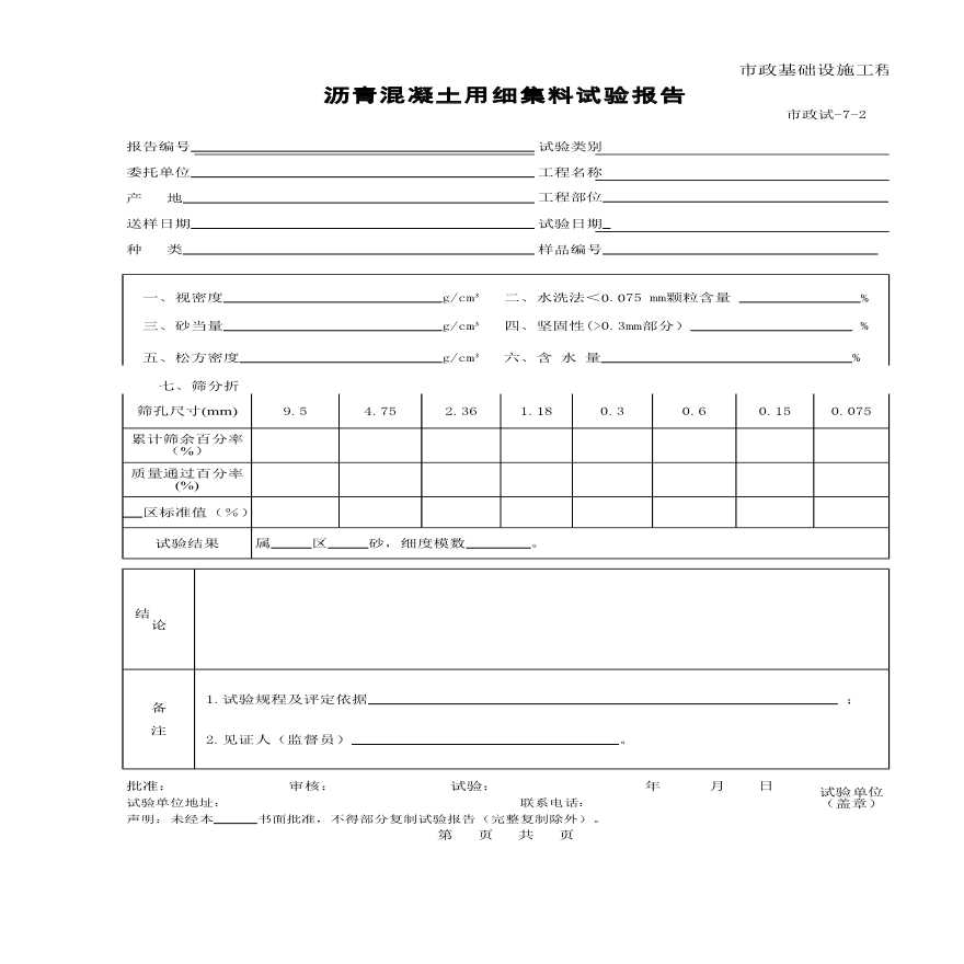 B.沥青混凝土用细集料试验报告-图一