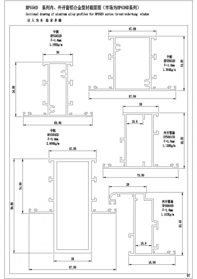 某平开窗CAD平面构造施工设计图_图1