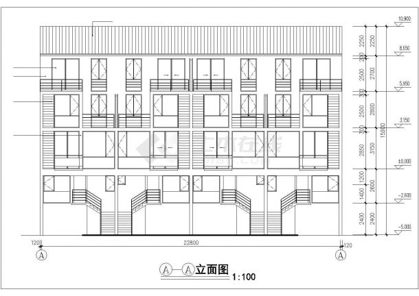 湖州市长安家园小区三层砖混结构住宅楼建筑设计CAD图纸（含夹层）-图二
