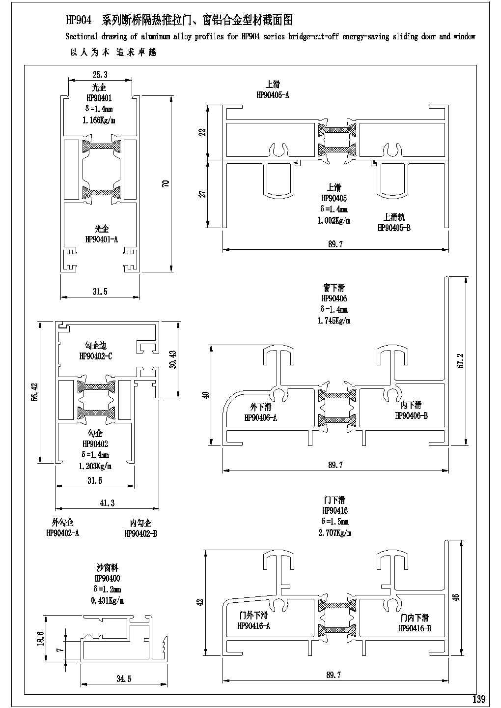 某隔热推拉窗CAD构造设计图