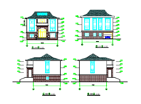 某农村经济三层别墅建筑cad设计方案图纸-图二