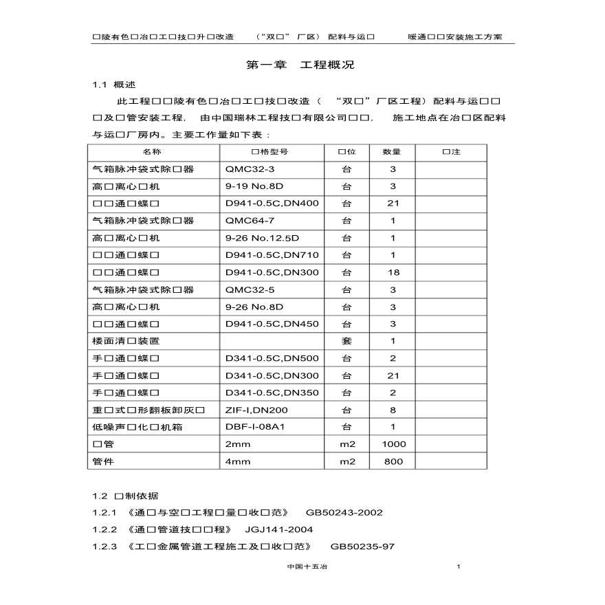 暖通设备安装施工方案