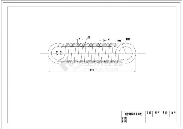 某圆柱螺旋拉伸弹簧CAD节点构造设计-图一