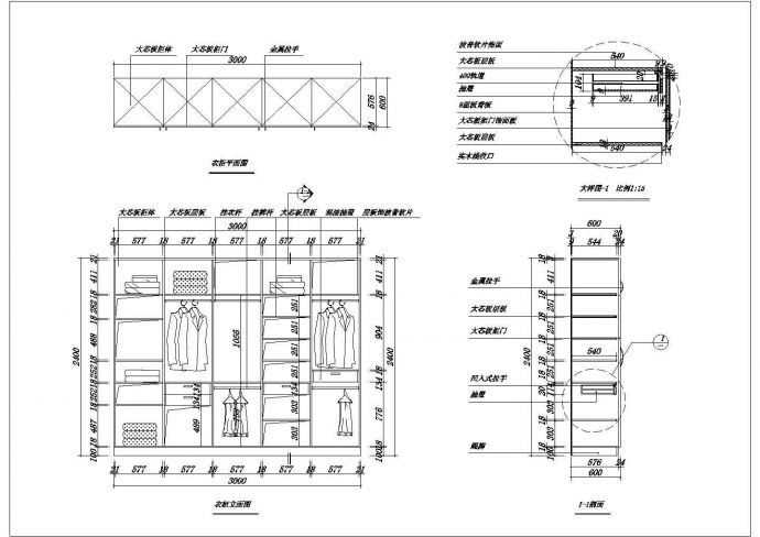 某主卧衣柜CAD构造设计节点详图_图1