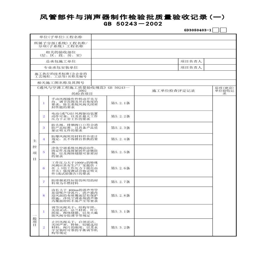 风管部件与消声器制作检验批质量验收记录(1)-图一