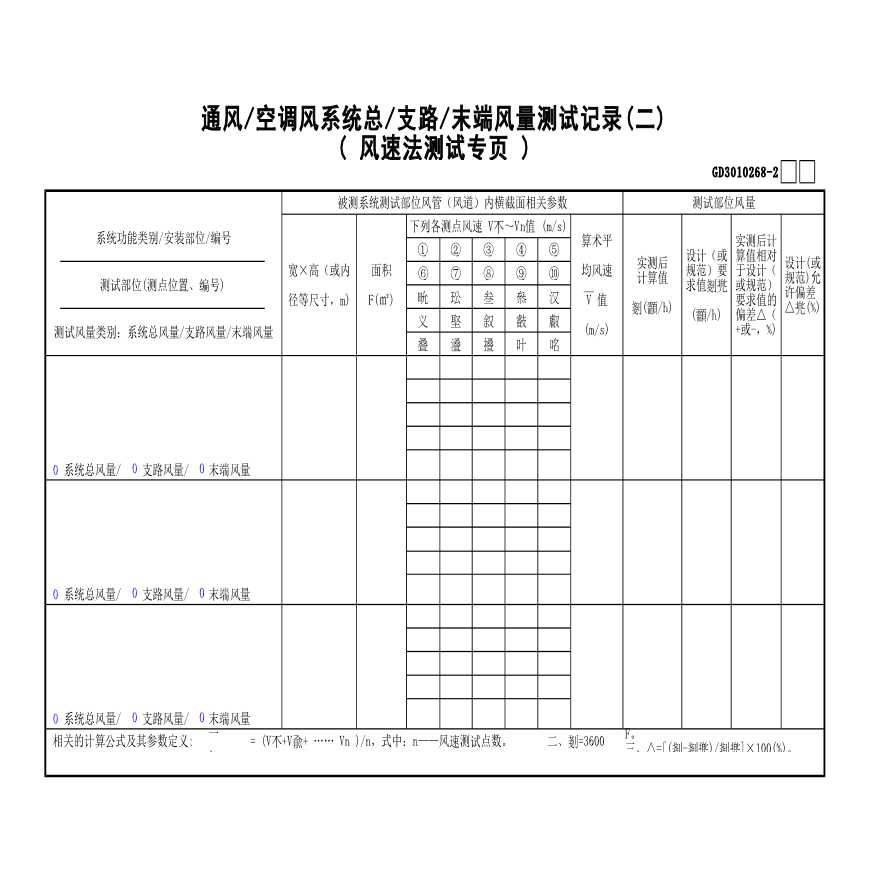 通风—空调风系统总—支路—末端风量测试记录(2)-图一