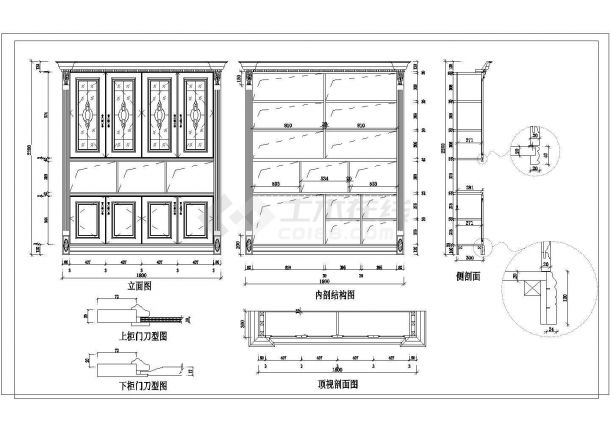 某12套欧式酒柜CAD平立构造设计图-图一