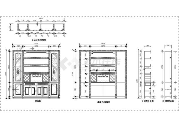 某30款实木酒柜CAD设计构造图库-图二