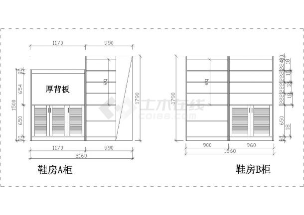 某30款鞋柜设计详细构造图库-图一