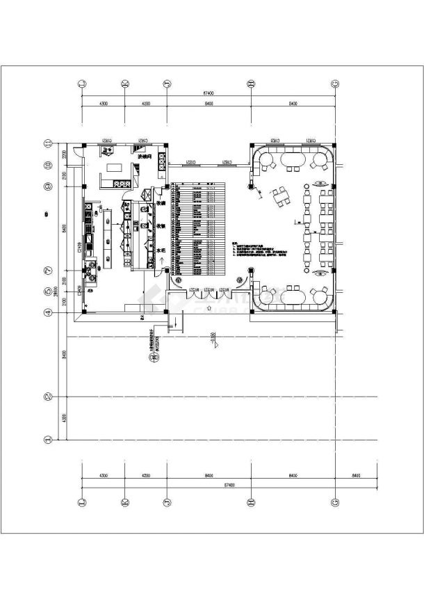 某影院餐厅一层CAD全套构造施工设计图-图一