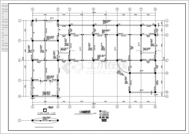 某框架结构综合办公楼建筑设计施工CAD图纸-图二