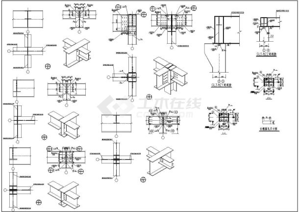 某城市过街天桥CAD钢架结构设计完整图纸-图二