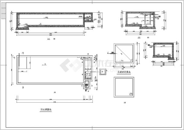 某污水调节池CAD设计节点完整施工图-图二