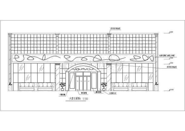 某西式餐厅平立面建筑CAD节点设计完整图纸-图一