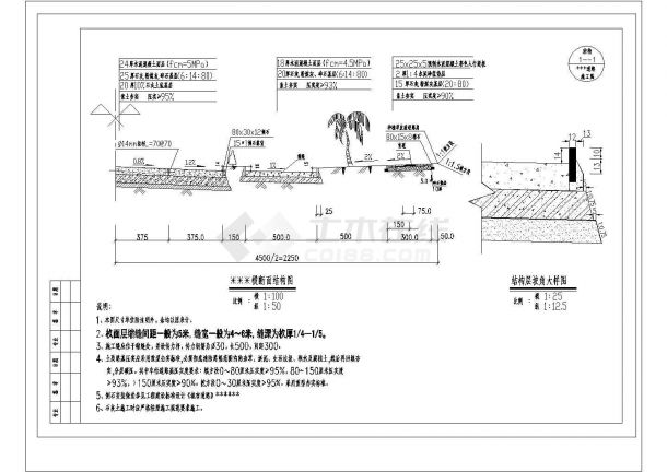 某市政道路规划施工CAD设计图纸横断面结构图-图一