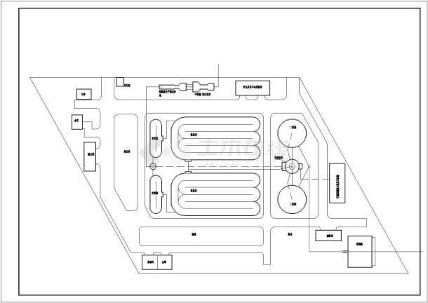 某地污水厂废水处理工艺流程CAD平面图-图一