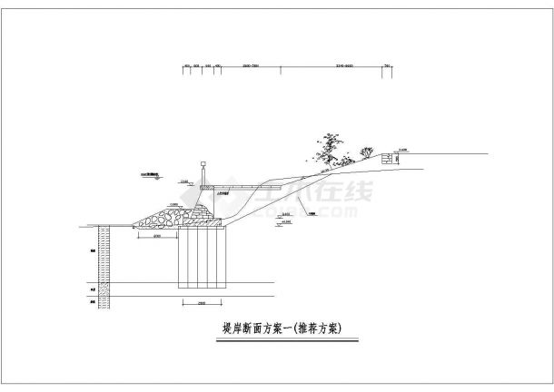 黄埔大桥堤防加固断面结构设计图-图二