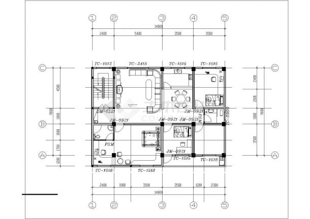 昆明市蓝岭花园小区6层住宅楼平面设计CAD图纸（5套方案）-图一