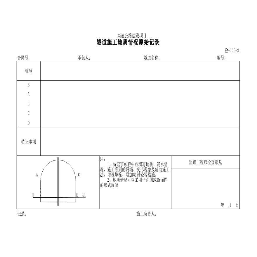 隧道施工地质情况原始记录-图一
