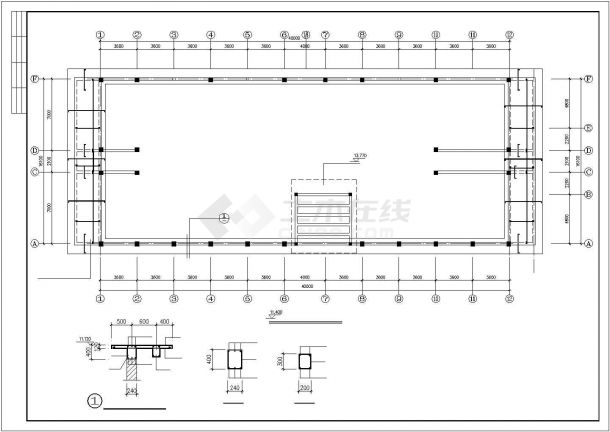 某三层高速公路办公楼框架结构建筑设计施工CAD图纸-图一
