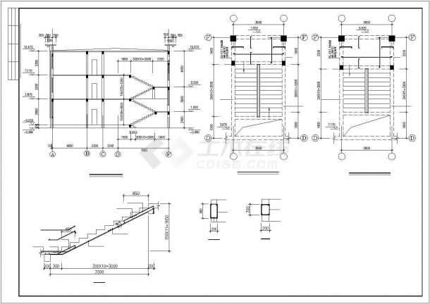 某三层高速公路办公楼框架结构建筑设计施工CAD图纸-图二