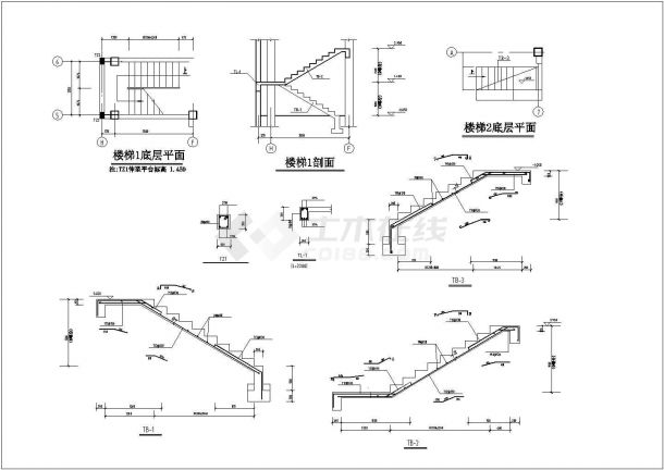 某山地二层农村住宅楼建筑结构设计施工CAD图纸-图二