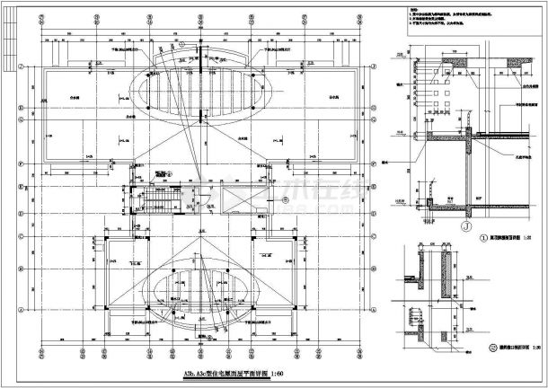珠海市珠江花园小区6层混合结构住宅楼建筑设计CAD图纸（含屋顶飘棚层）-图二