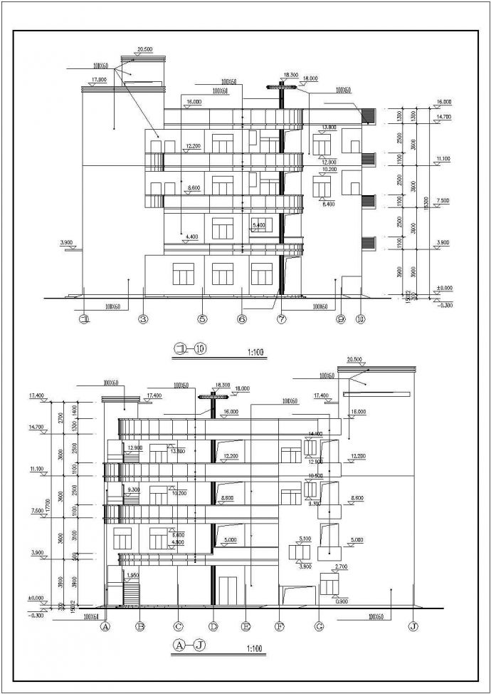 某地区框架结构行政中心建筑设计施工CAD图纸_图1