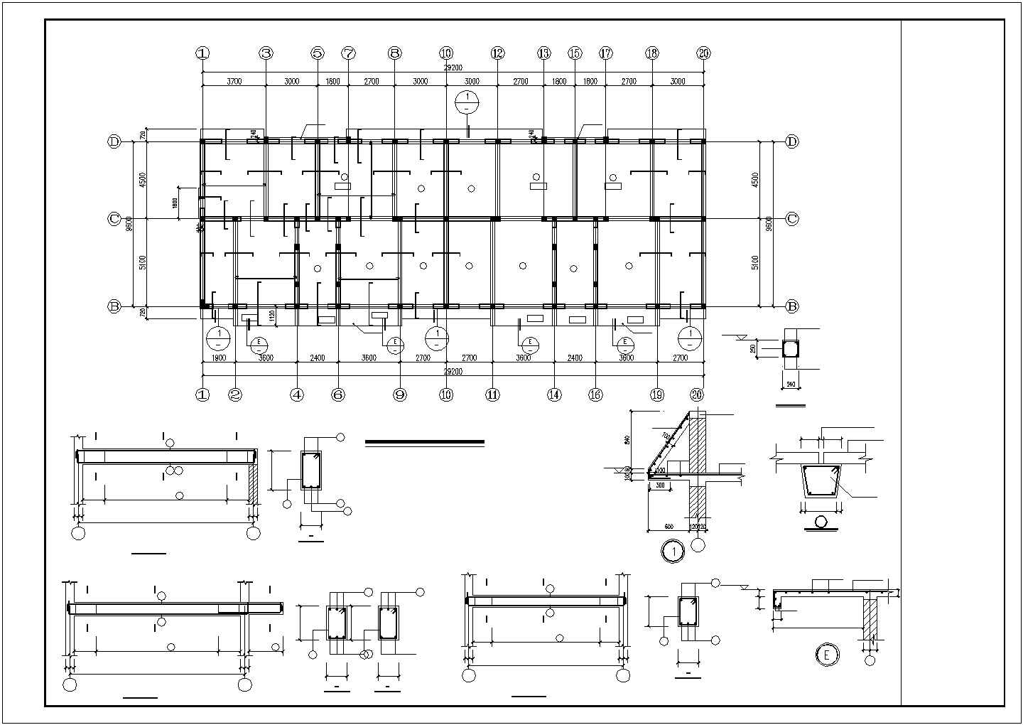 某四层商住楼砖混结构建筑设计施工CAD图纸