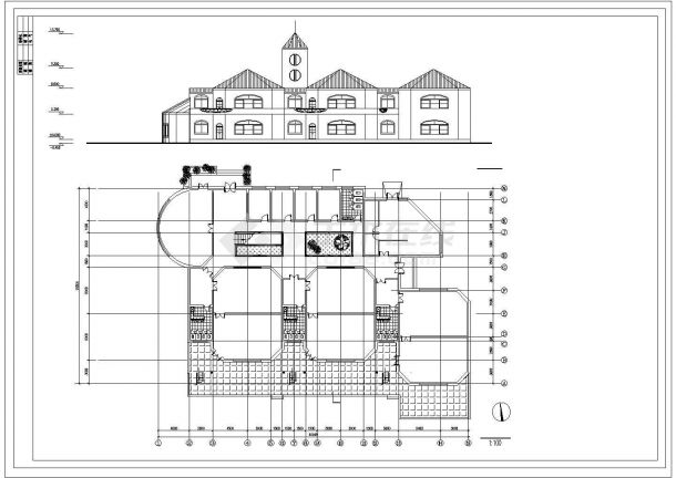 哈尔滨小学二层教学楼规划设计建筑施工cad图，共二张-图二