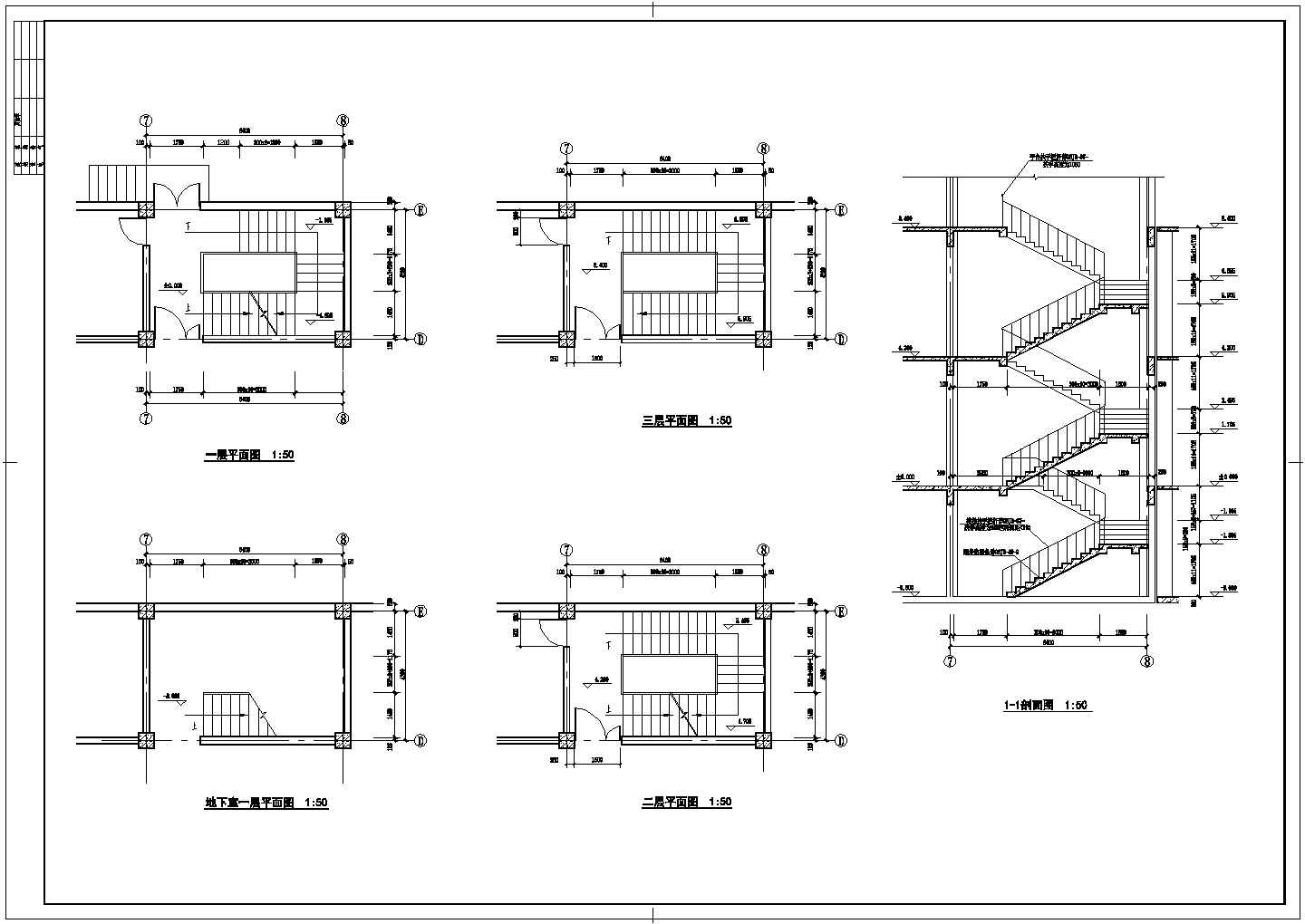 某小区超市建筑CAD构造完整施工图纸